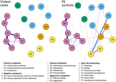 Violent behavior and the network properties of psychopathological symptoms and real-life functioning in patients with schizophrenia